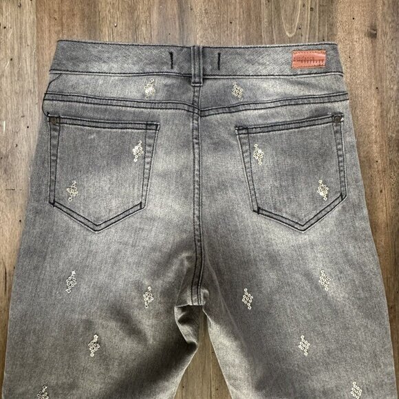 Sundance Jeans Womens Gray Denim Primrose Skinny Sequined Diamond Sz 26 - Picture 10 of 16